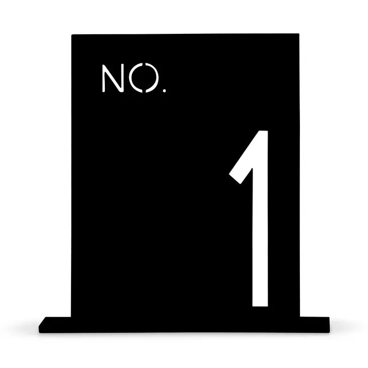 Black Acrylic Table Number - No. In Block Style