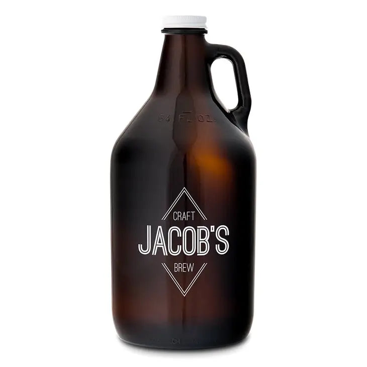 Personalized Glass Beer Growler - Diamond Emblem Print