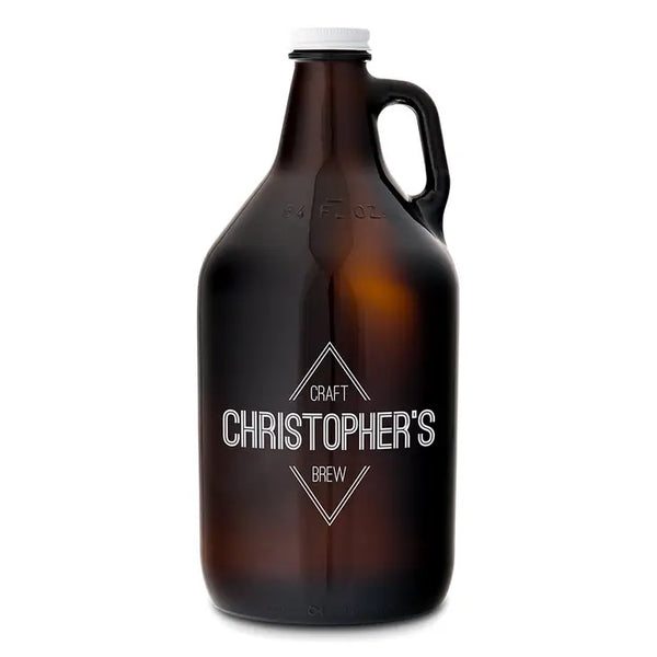 Personalized Glass Beer Growler - Diamond Emblem Print