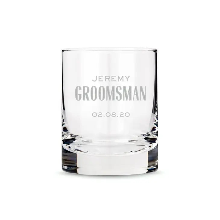 Personalized Whiskey Glass - Modern Groomsman