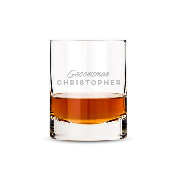 Personalized Whiskey Glass - Groomsman Cursive