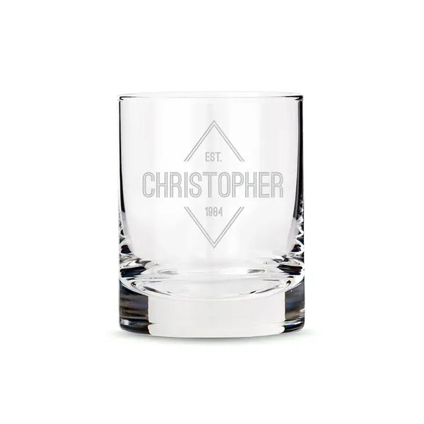 Personalized Whiskey Glass - Diamond Emblem