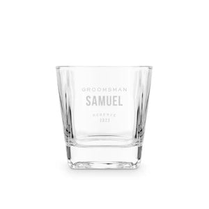 Personalized Square 8 Oz. Whiskey Glass - Groomsmen Reserve