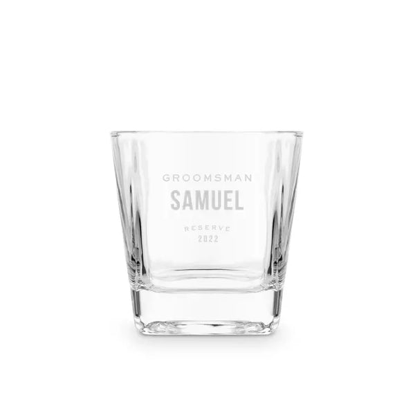 Personalized Square 8 Oz. Whiskey Glass - Groomsmen Reserve