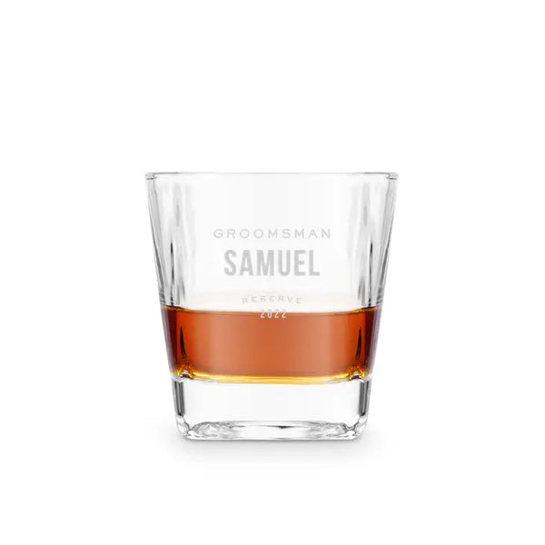 Personalized Square 8 Oz. Whiskey Glass - Groomsmen Reserve