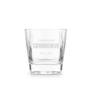 Personalized Square 8 Oz. Whiskey Glass - Modern Groomsman