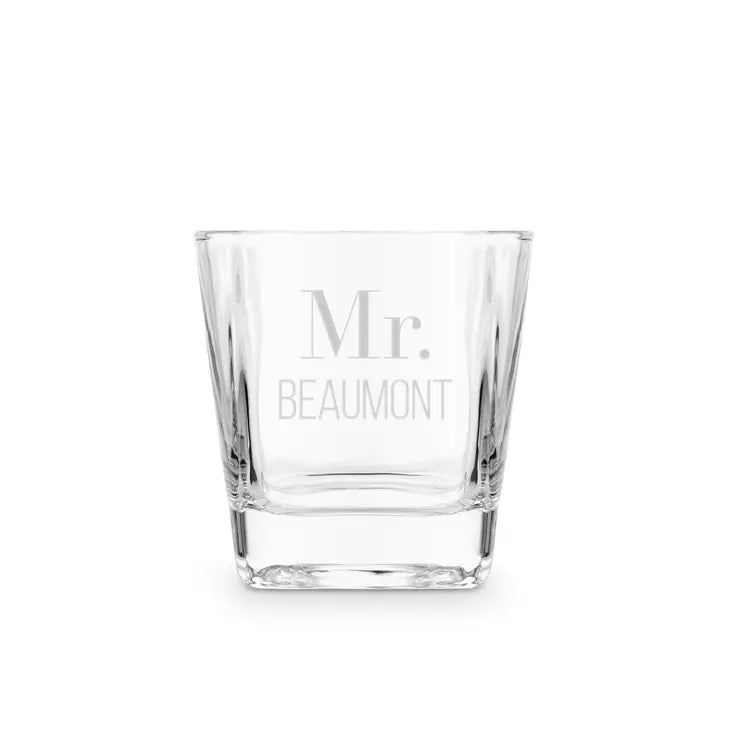 Personalized Square 8 Oz. Whiskey Glass - Classic Text