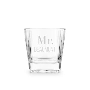 Personalized Square 8 Oz. Whiskey Glass - Classic Text