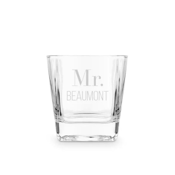 Personalized Square 8 Oz. Whiskey Glass - Classic Text