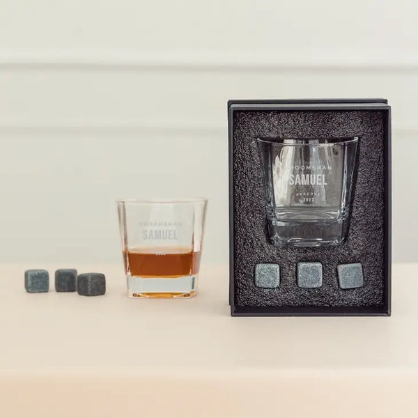 Square 8 Oz. Whiskey Glass Gift Box Set - Groomsmen Reserve