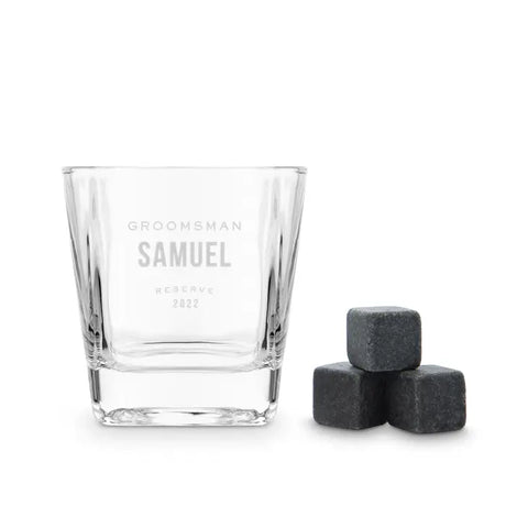 Square 8 Oz. Whiskey Glass Gift Box Set - Groomsmen Reserve