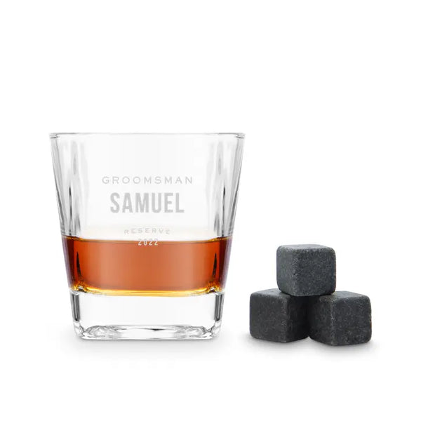 Square 8 Oz. Whiskey Glass Gift Box Set - Groomsmen Reserve