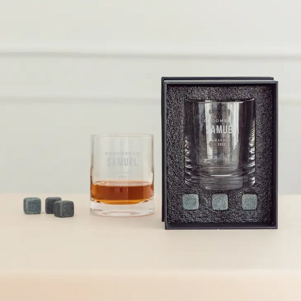 Round 11 Oz. Whiskey Glass Gift Box Set - Groomsman Reserve