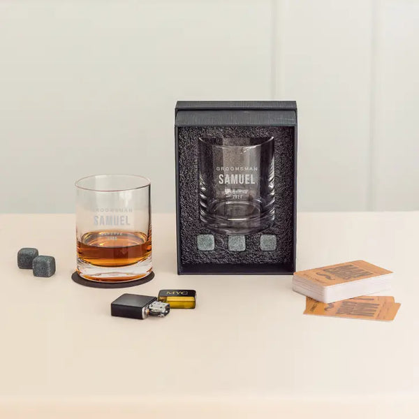 Round 11 Oz. Whiskey Glass Gift Box Set - Groomsman Reserve