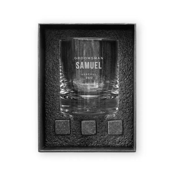 Round 11 Oz. Whiskey Glass Gift Box Set - Groomsman Reserve