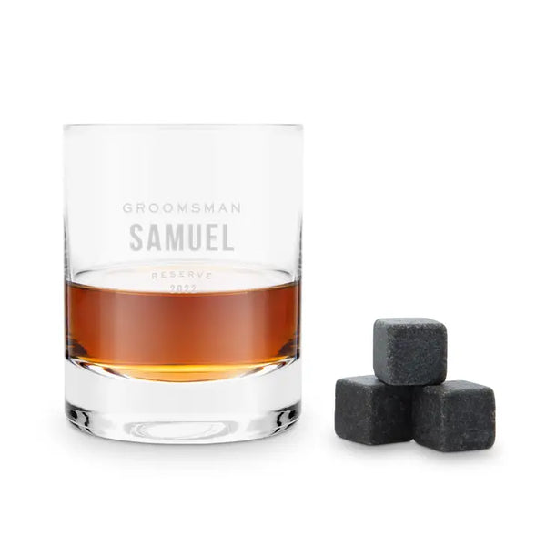 Round 11 Oz. Whiskey Glass Gift Box Set - Groomsman Reserve