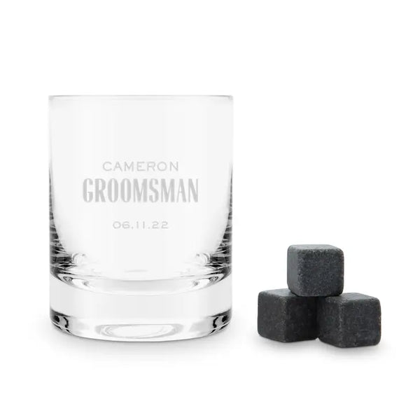 Round 11 Oz. Whiskey Glass Gift Box Set - Modern Groomsman