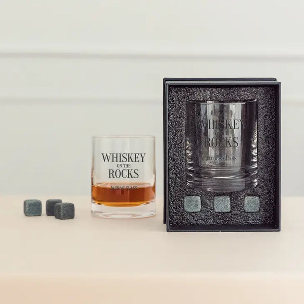 Round 11 Oz. Whiskey Glass Gift Box Set - On The Rocks