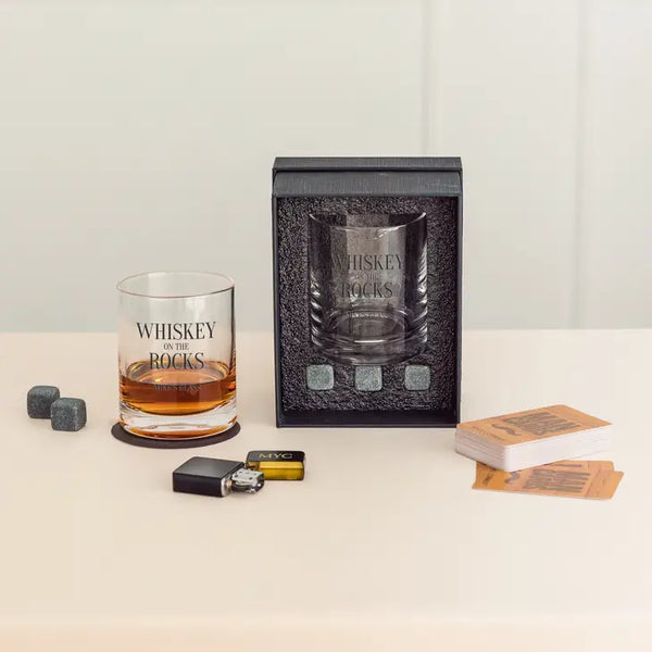 Round 11 Oz. Whiskey Glass Gift Box Set - On The Rocks