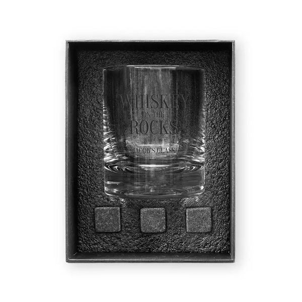 Round 11 Oz. Whiskey Glass Gift Box Set - On The Rocks