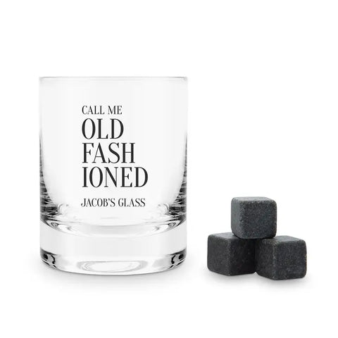 Round 11 Oz. Whiskey Glass Gift Box Set - Call Me Old Fashioned