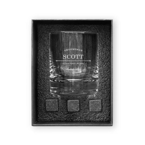 Round 11 Oz. Whiskey Glass Gift Box Set - Established Groomsman