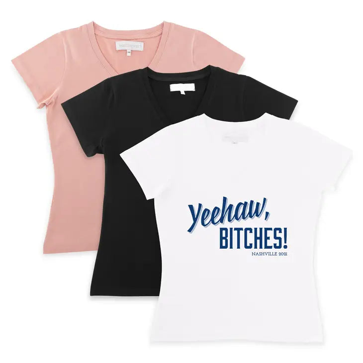 Personalized Bridal Party Wedding T-Shirt - Yeehaw Bitches