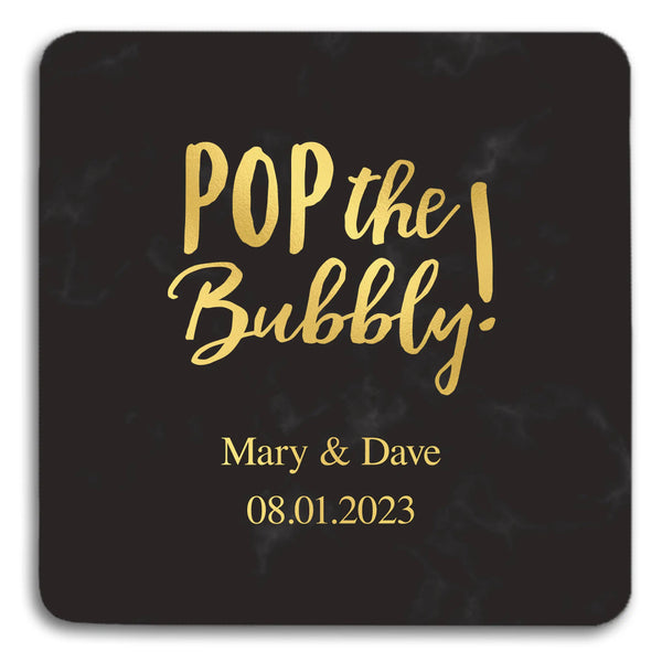 Personalized Marble Paper Coasters - Square - Engagement Party