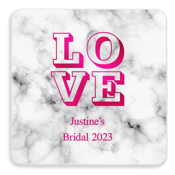 Personalized Marble Paper Coasters - Square - Bridal Shower