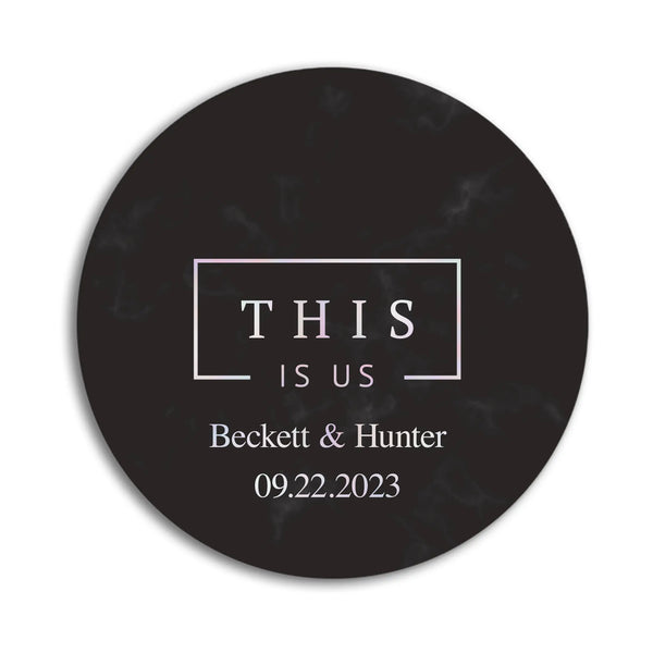 Personalized Marble Paper Coasters - Round - Same Sex