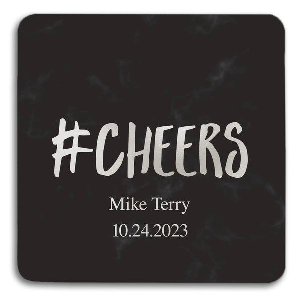 Personalized Marble Paper Coasters - Square - Birthday