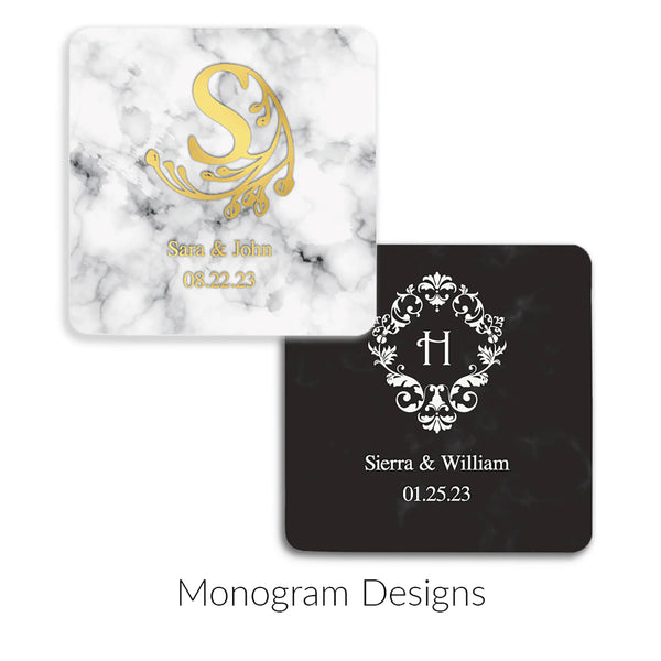 Personalized Marble Paper Coasters - Square - Monograms