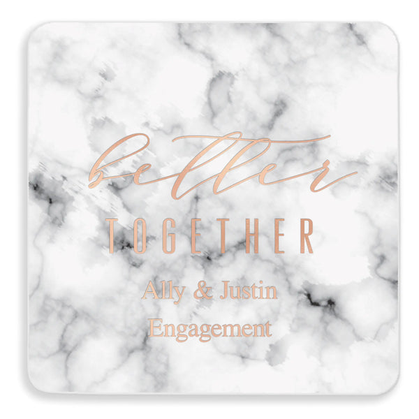 Personalized Marble Paper Coasters - Square - Engagement Party