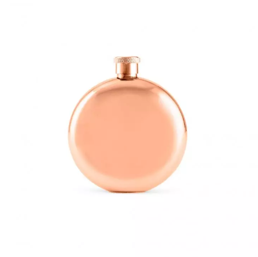 Round Rose Gold Stainless Steel Hip Flask