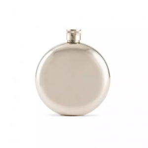 Silver Stainless Steel Round Hip Flask