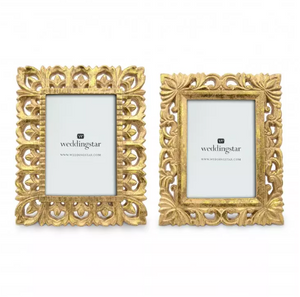 Ornate Wood Large & Small Decorative Picture Frames - Gold - Set of 2