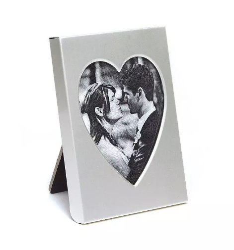 Small Silver Heart Photo Frame Favor - Set of 4