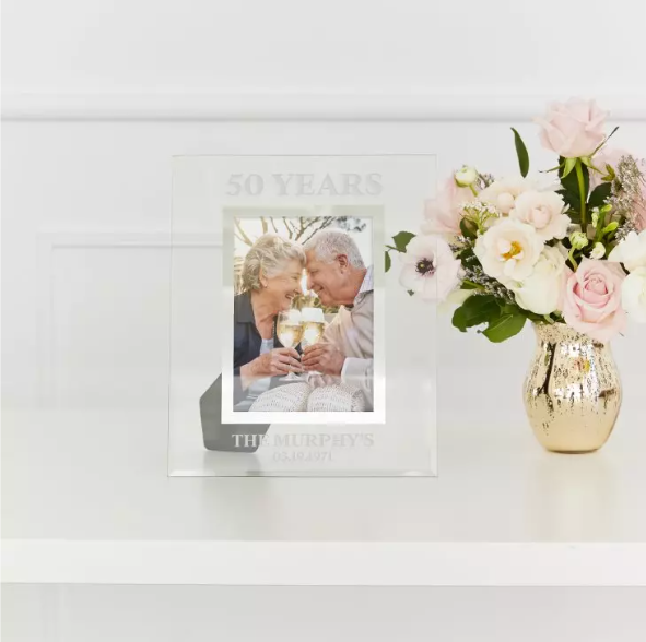 Personalized Glass 5” x 7” Picture Frame - Anniversary