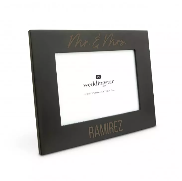 Personalized Wooden 5” x 7” Picture Frame - Newlyweds - Black