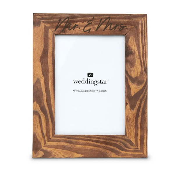 Personalized Wooden 5” x 7” Picture Frame - Newlyweds - Natural