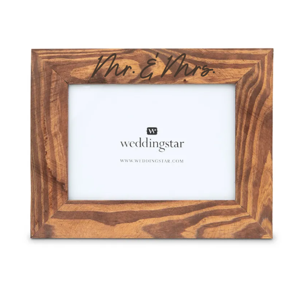 Personalized Wooden 5” x 7” Picture Frame - Newlyweds - Natural