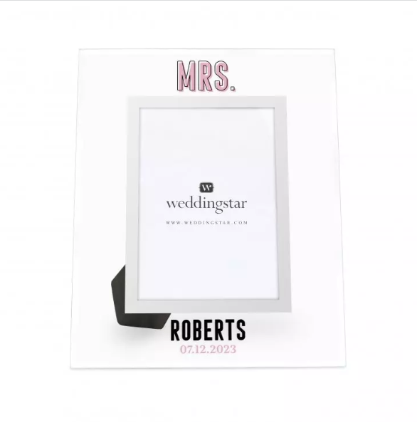 Personalized Glass 5” x 7” Picture Frame - Mrs.