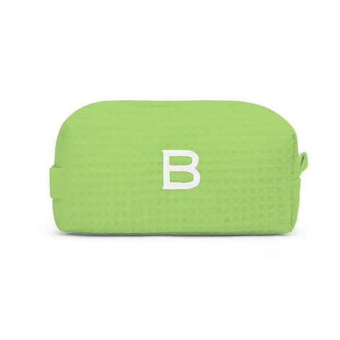 Personalized Small Cotton Waffle Makeup Bag- Lime Green