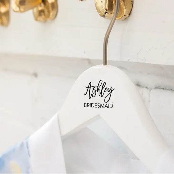 Personalized Wooden Wedding Party Clothes Hanger - Dainty Script