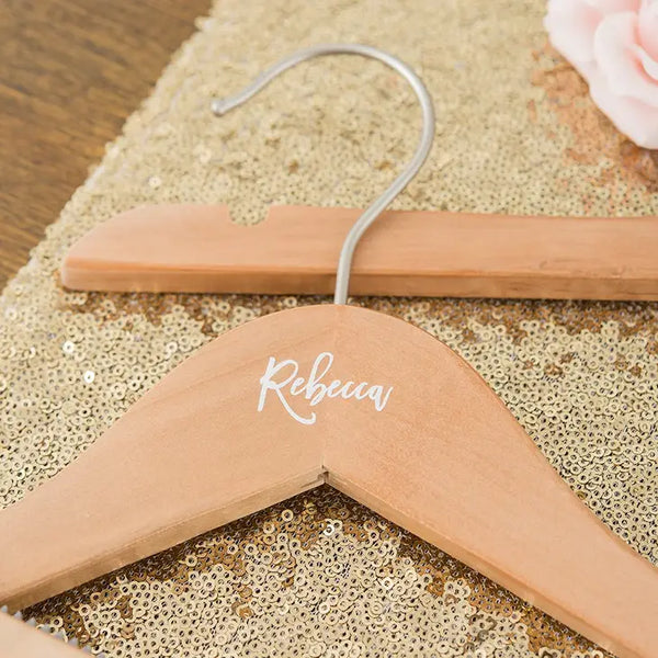 Personalized Wooden Wedding Party Clothes Hanger - Dainty Script