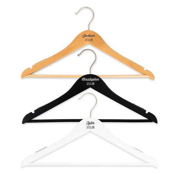 Personalized Wooden Wedding Party Clothes Hanger - Scripted