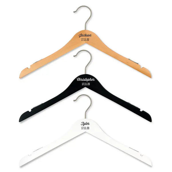 Personalized Wooden Wedding Party Clothes Hanger - Scripted