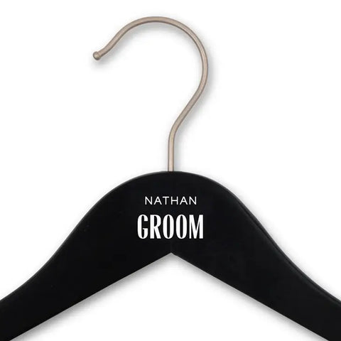 Personalized Wooden Wedding Party Clothes Hanger - Sans Serif Text