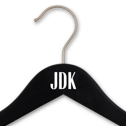 Personalized Wooden Wedding Party Clothes Hanger - Sans Serif Monogram