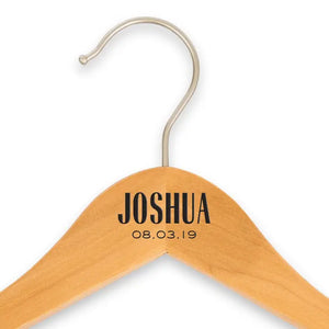 Personalized Wooden Wedding Party Clothes Hanger - Sans Serif Name